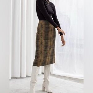 & Other Stories Brown and Black Snake Pattern Skirt
